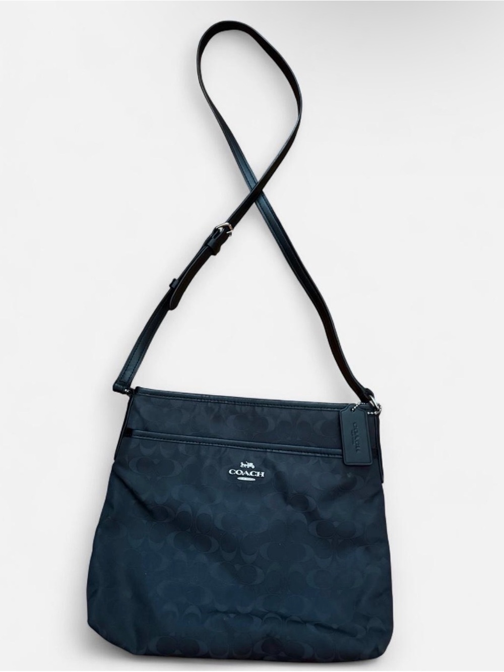Coach Signature Nylon Jacquard Black Crossbody Bag